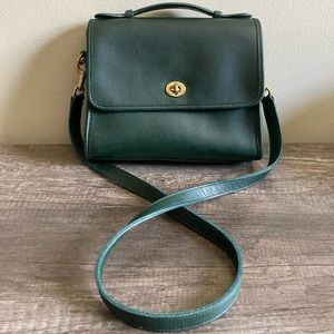 RARE Bottle Green Vintage Coach Court Bag HTF